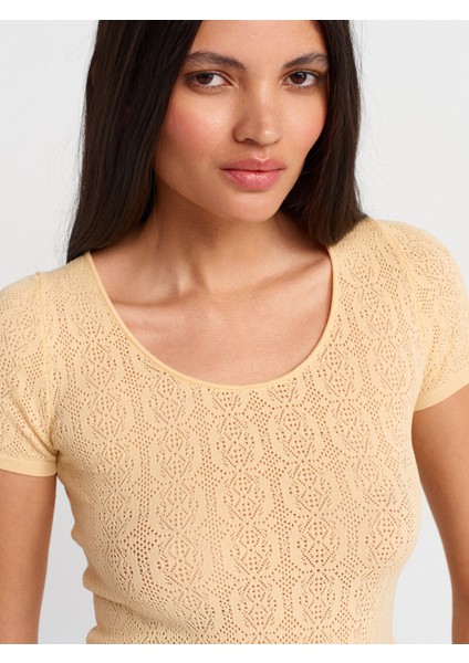 10755 Kısa Kollu Dantel Dokulu Ince Triko Bluz-T.sarı modelleri
