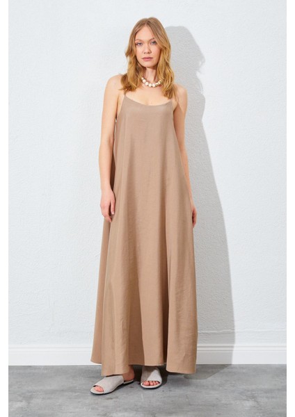 Kadın Vizon U Yaka Salaş Modal Elbise