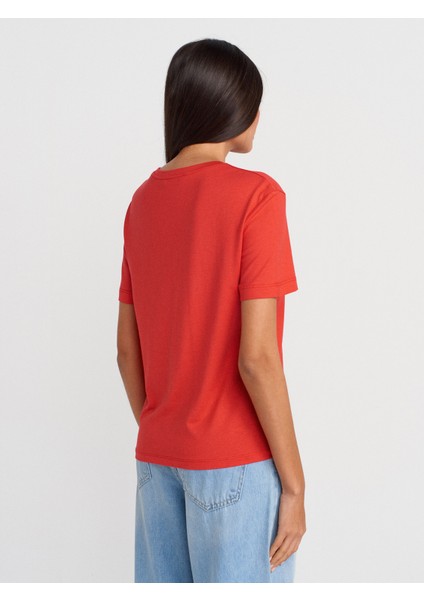 31791 Bisiklet Yaka Modal T-Shirt-Kırmızı fiyatları