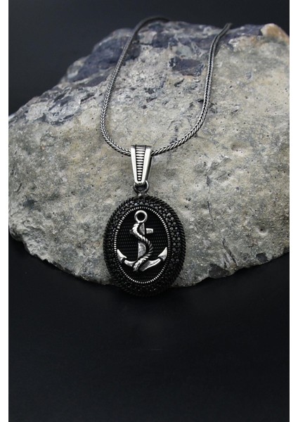 Çapa Modelı Mikro Taş Süslemeli 925 Ayar Gümüş Kolye Zincir 901793 modelleri