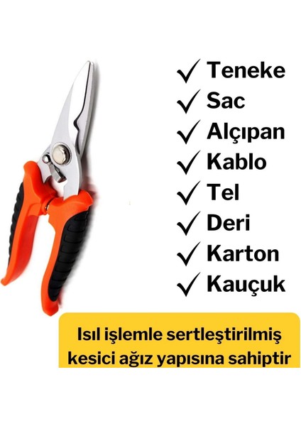Teneke Makası Köşebent Makası Çok Amaçlı Makas Sac Kesme Makası Metal Plastik Tel Makası