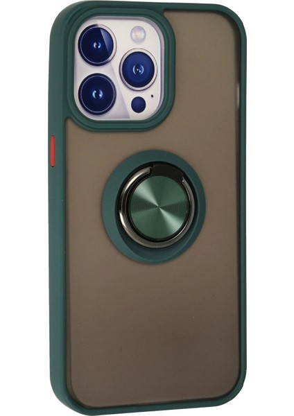 Iphone 15 Pro Kılıf Montreal Yüzüklü Silikon Kapak - Yeşil Bstmy