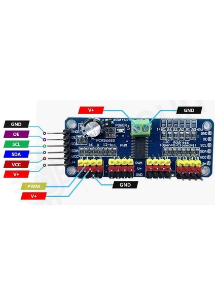 PCA9685 16 Kanal 12 Bit Pwm - Servo Sürücü