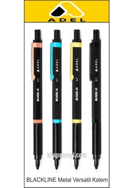 Adel Blackline 0.7 mm Siyah Metal Versatil Kalem
