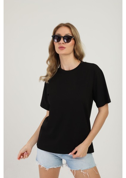 One Two Three Kadın T-Shirt %95 Koton %5 Elestan