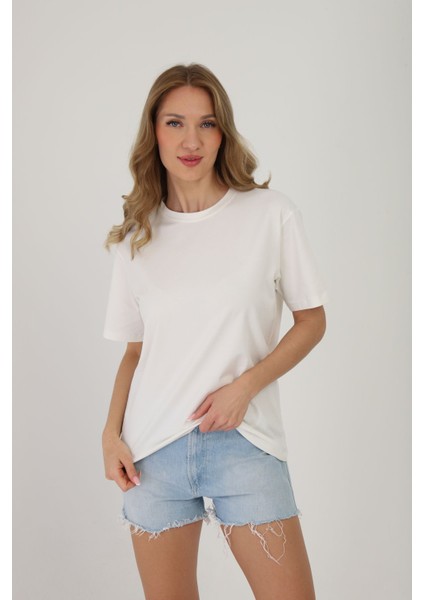 One Two Three Kadın T-Shirt %95 Koton %5 Elestan