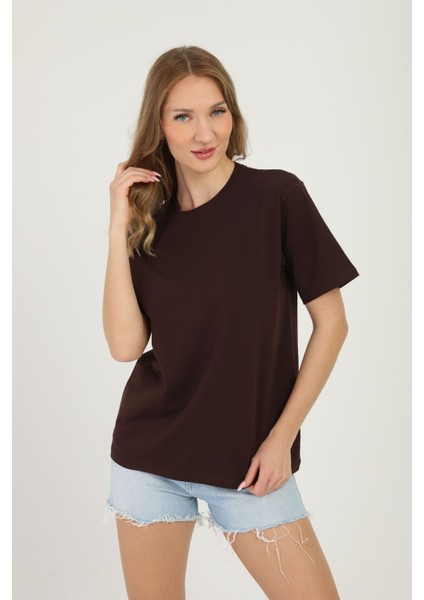 One Two Three Kadın T-Shirt %95 Koton %5 Elestan