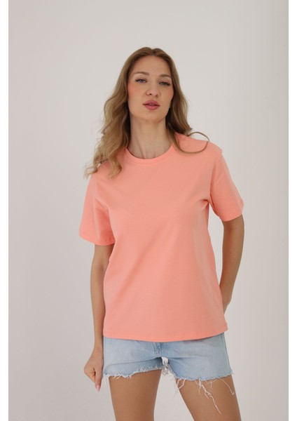 One Two Three Kadın T-Shirt %95 Koton %5 Elestan