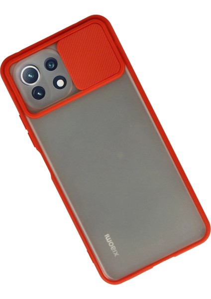 Xiaomi Mi 11 Lite Kılıf Palm Buzlu Kamera Sürgülü Silikon - Kırmızı Bstmy