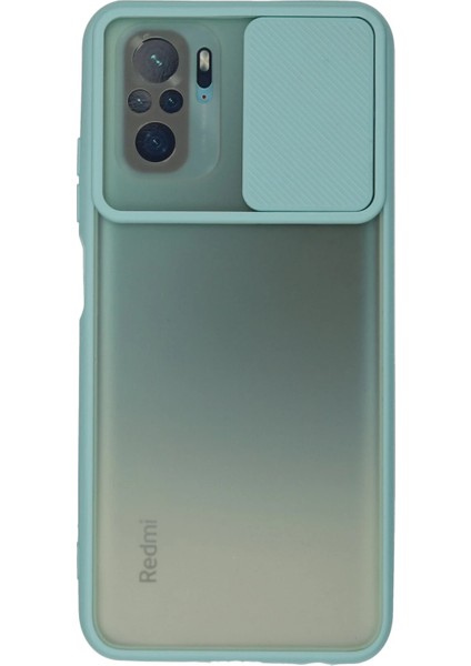 Xiaomi Redmi Note 10 Kılıf Palm Buzlu Kamera Sürgülü Silikon - Turkuaz Bstmy