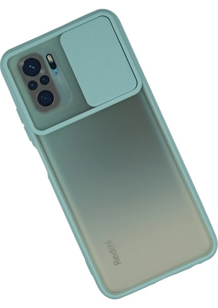 Xiaomi Redmi Note 10 Kılıf Palm Buzlu Kamera Sürgülü Silikon - Turkuaz Bstmy