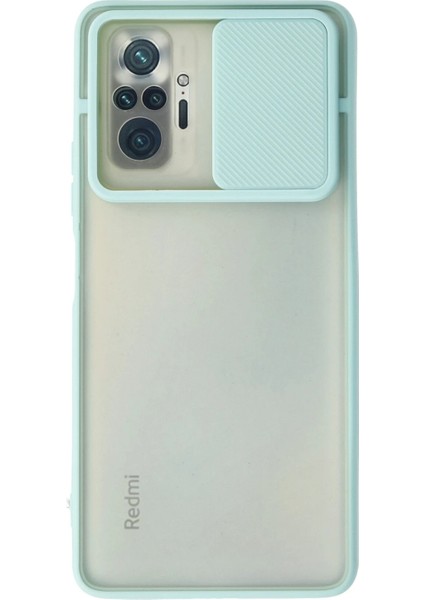 Xiaomi Redmi Note 10 Pro Kılıf Palm Buzlu Kamera Sürgülü Silikon - Turkuaz Bstmy