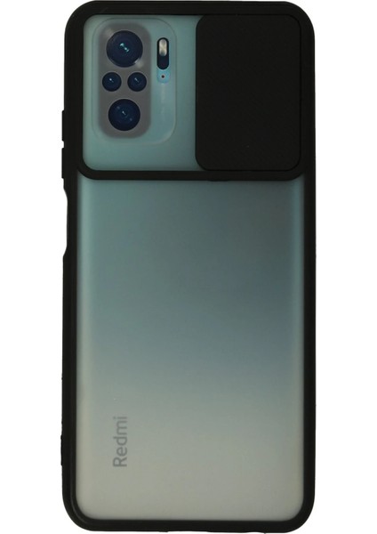 Xiaomi Redmi Note 10 Kılıf Palm Buzlu Kamera Sürgülü Silikon - Siyah Bstmy