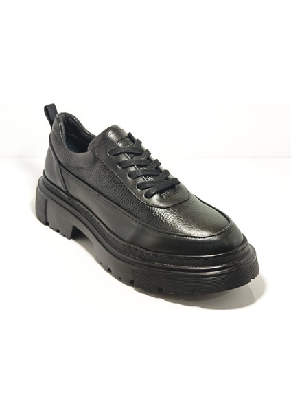 0K534 Model Hakiki Deri El Yapımı Erkek Siyah Casual Ayakkabı