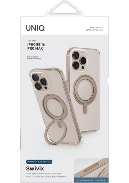 Iphone 16 Pro Kılıf Swivix 360 Dönerli Hibrit Polikarbonat Magsafe Özellikli (Magclick™) Kapak