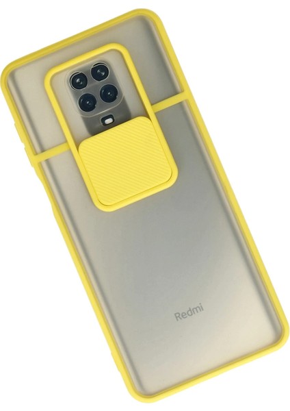Xiaomi Redmi Note 9 Pro Kılıf Palm Buzlu Kamera Sürgülü Silikon - Sarı Bstmy