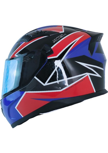 Motosiklet Kask Ece 22.R06 Double Vizörlü Full Face Motor Kaskı Rush