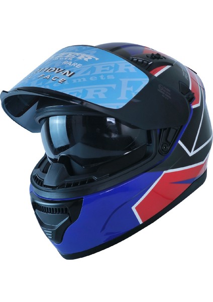 Motosiklet Kask Ece 22.R06 Double Vizörlü Full Face Motor Kaskı Rush fiyatları