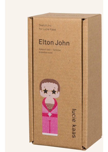 Elton John Dekoratif Figür, Kokeshi Tarzı, 14,5 cm El Boyamalı modelleri