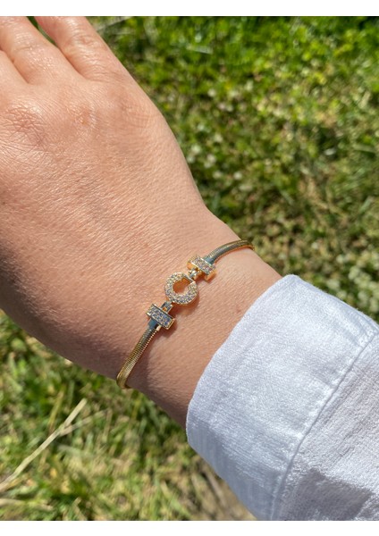 C Harfi Harf Bileklik Zirkon Taşlı Altın Renk fiyatları