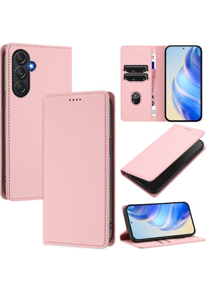 Samsung Galaxy M55 Için Kılıf Manyetik Kapatma Ince Rfıd Engelleme Deri Cüzdan Telefon Kılıfı Kart Yuvaları ile (Yurt Dışından)