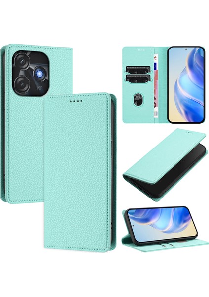 Tecno Spark 10C/10 4g Için Kılıf Manyetik Kapatma Ince Rfıd Engelleme Deri Cüzdan Telefon Kılıfı Kart Yuvaları ile (Yurt Dışından)