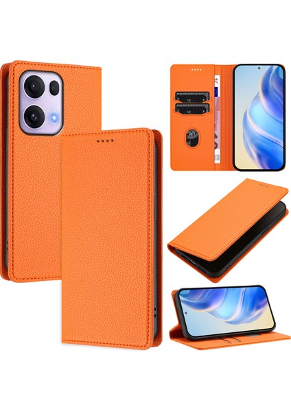 Oppo Reno 13 Pro Için Kılıf Manyetik Kapatma Ince Rfıd Engelleme Deri Cüzdan Telefon Kılıfı Kart Yuvaları ile (Yurt Dışından)