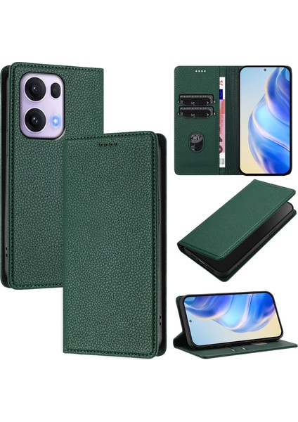 Oppo Reno 13 Pro Için Kılıf Manyetik Kapatma Ince Rfıd Engelleme Deri Cüzdan Telefon Kılıfı Kart Yuvaları ile (Yurt Dışından)