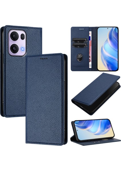 Oppo Reno 13 Pro Için Kılıf Manyetik Kapatma Ince Rfıd Engelleme Deri Cüzdan Telefon Kılıfı Kart Yuvaları ile (Yurt Dışından)