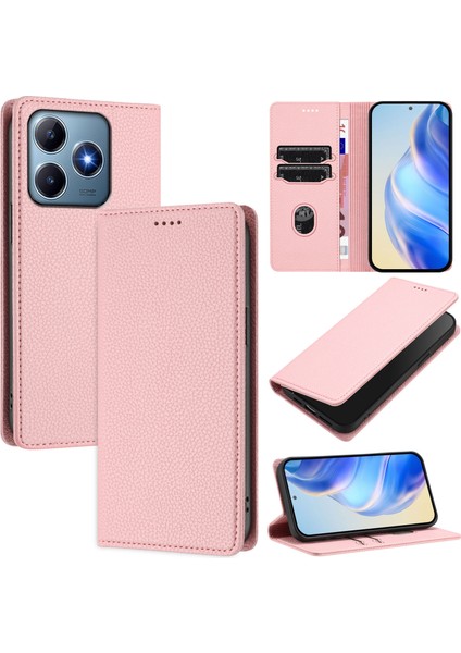 Realme C63 4G/C61 4g Için Kılıf Manyetik Kapatma Ince Rfıd Engelleme Deri Cüzdan Telefon Kılıfı Kart Yuvaları ile (Yurt Dışından)