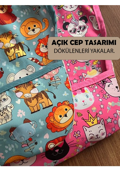 Mama Önlüğü, Uzun Kollu Mama Önlüğü - Mavi | Blw Uyumlu, Su Geçirmez, Ipsiz Güvenli Tasarım