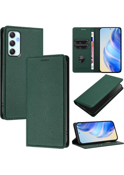 Samsung Galaxy A34 5g Için Kılıf Manyetik Kapatma Ince Rfıd Engelleme Deri Cüzdan Telefon Kılıfı Kart Yuvaları ile (Yurt Dışından)
