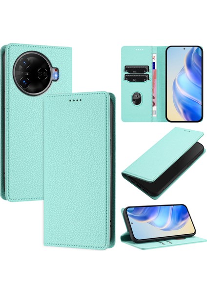 Tecno Camon 30 Pro 5g Için Kılıf Manyetik Kapatma Ince Rfıd Engelleme Deri Cüzdan Telefon Kılıfı Kart Yuvaları ile (Yurt Dışından)