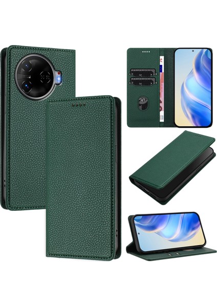 Tecno Camon 30 Pro 5g Için Kılıf Manyetik Kapatma Ince Rfıd Engelleme Deri Cüzdan Telefon Kılıfı Kart Yuvaları ile (Yurt Dışından)