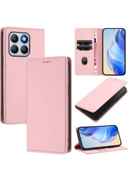 Honor X8B 4g Için Kılıf Manyetik Kapatma Ince Rfıd Engelleme Deri Cüzdan Telefon Kılıfı Kart Yuvaları ile (Yurt Dışından)