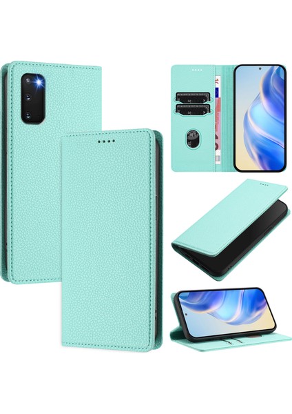 Samsung Galaxy S20 Için Kılıf Manyetik Kapatma Ince Rfıd Engelleme Deri Cüzdan Telefon Kılıfı Kart Yuvaları ile (Yurt Dışından)
