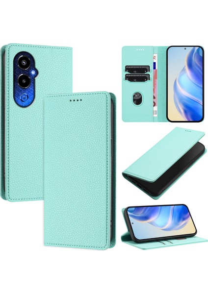 Tecno Pova 4 Pro 4g Için Kılıf Manyetik Kapatma Ince Rfıd Engelleme Deri Cüzdan Telefon Kılıfı Kart Yuvaları ile (Yurt Dışından)