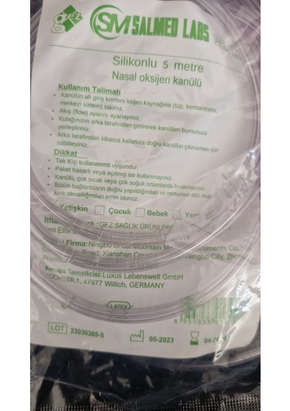 Oksijen Kanül 5 mt