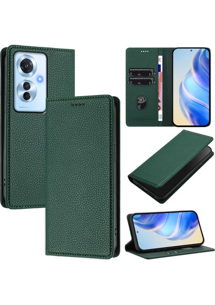 Oppo Reno 11F 5g Için Kılıf Manyetik Kapatma Ince Rfıd Engelleme Deri Cüzdan Telefon Kılıfı Kart Yuvaları ile (Yurt Dışından)