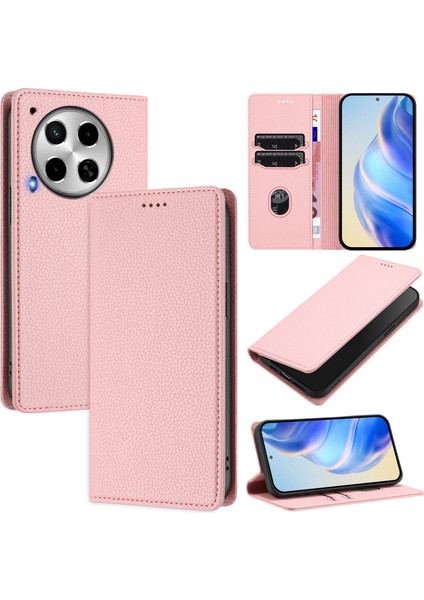 Tecno Camon 30 Için Kılıf Manyetik Kapatma Ince Rfıd Engelleme Deri Cüzdan Telefon Kılıfı Kart Yuvaları ile (Yurt Dışından)
