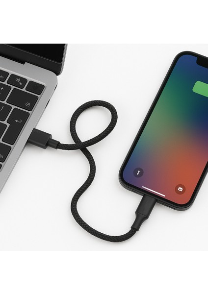 iPhone ile Uyumlu Data ve Şarj Kablo, Type-C To Lightning Kablo, 29 cm Uzunluk, USB C To Lightning ile Uyumlu Kablosu ZR51
