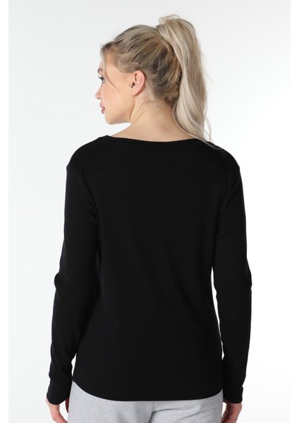 Kadın Uzun Kollu V Yaka Tişört Siyah fiyatları