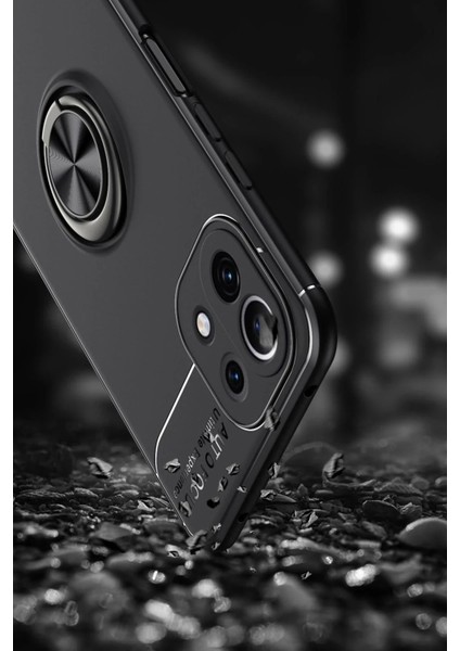 Xiaomi Mi 11 Lite Kılıf Range Yüzüklü Silikon - Siyah-Gold Bstmy