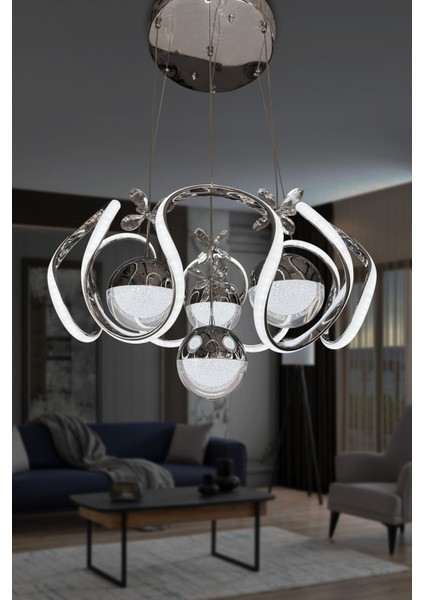 Yeni Fanuslu Şeker Top 4 Lü Arya Xl Modern Sarkıt Salon Giriş LED Avize