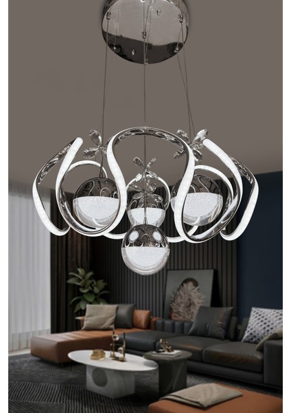Yeni Fanuslu Şeker Top 4 Lü Arya Xl Modern Sarkıt Salon Giriş LED Avize