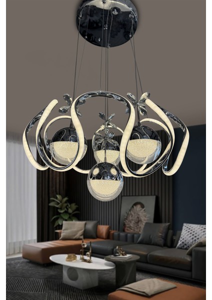 Yeni Fanuslu Şeker Top 4 Lü Arya Xl Modern Sarkıt Salon Giriş LED Avize