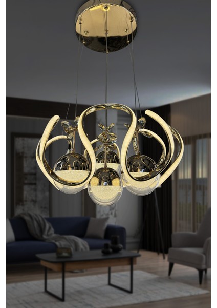 Yeni Fanuslu Şeker Top 4 Lü Arya Xl Modern Sarkıt Salon Giriş LED Avize