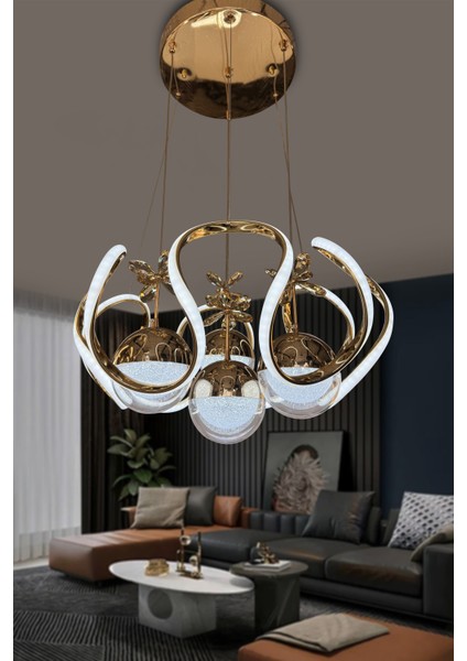 Yeni Fanuslu Şeker Top 4 Lü Arya Xl Modern Sarkıt Salon Giriş LED Avize