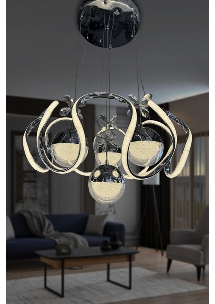 Yeni Fanuslu Şeker Top 4 Lü Arya Xl Modern Sarkıt Salon Giriş LED Avize