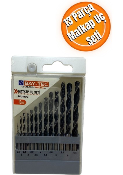 Bay-Tec 13 Parça Metal Ağaç Beton Duvar Delme Uçları Full Set Profesyonel Standlı